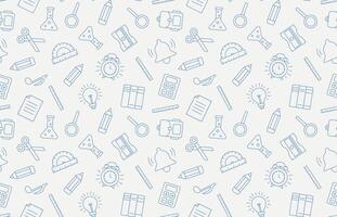 School supplies seamless pattern. Back to school linear icons endless background. Recolorable seamless pattern for printing vector