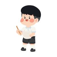 Illustration of a Happy Boy Writing on Paper vector