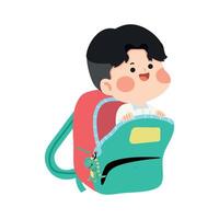 Schoolboy emerging from a backpack vector