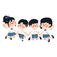Children in school uniforms playing together vector