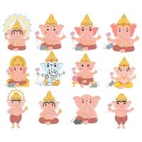 Cute Ganesha character Blessings Collection vector