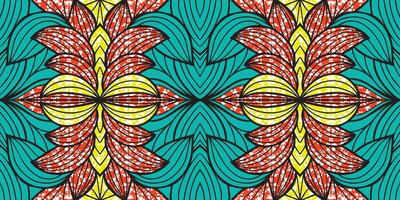African ethnic green teal, red pattern. seamless beautiful Kitenge pattern, chitenge ethnic style. fashion design in Africa. floral abstract motif. Ankara flower pattern prints, African wax prints. vector
