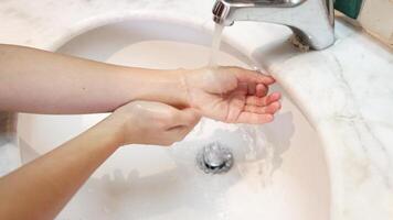 Sequential steps of thorough hand washing routine video