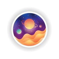 Square space background with abstract shapes and planets. vector