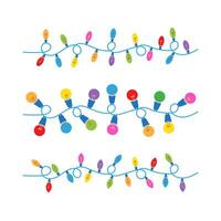 Christmas light bulbs on white background. Xmas light strings. vector