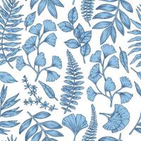 Blue floral pattern illustration vector
