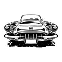 Black and White view classic car illustration vector