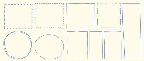 Curved Frame Outline Icon Set. Retro Border Line Contour Symbol. Empty Certificate Card Pattern canvas Silhouette. Felt-tip Stroke Infographic Sign. Handmade Speech Bubble Sketch Label Line Art. vector