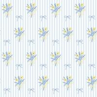 Coquette Outline Bouquet Seamless Pattern Background. Sketch Floral Vintage Wrapping Paper Print. Whimsical Doodle Line Flower Stroke Symbol Textile Swatch. Girly Dairy Striped Sophisticated Surface vector