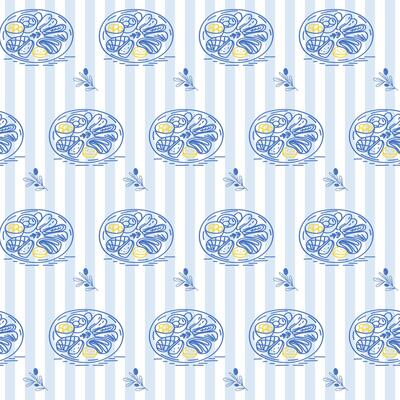 Outline Food Seamless Pattern Background. Sketch Vintage Wrapping Paper Print. Doodle Line Mediterranean Seafood Amalfi Style Stroke Symbol Textile Swatch. Striped Minimalist Hand Drawn Surface Art