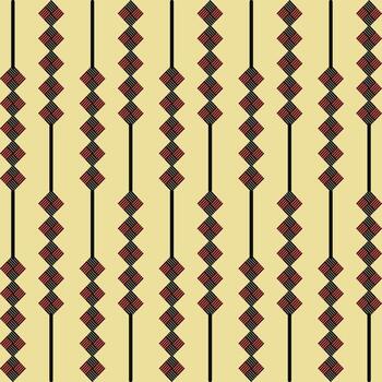 a pattern with red and black squares on a yellow background vector