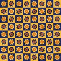 a blue and yellow floral pattern vector