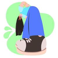 Person with oversized shoe illustration vector