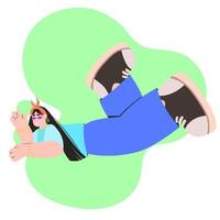Character floating in colorful background vector