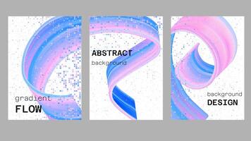 3d abstract dissolve pixel and pink color gradient poster design. Modern background with disintegration texture pattern and dynamic liquid brush paint stroke. Creative concept with ribbon motion vector