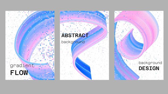 3d abstract dissolve pixel and pink color gradient poster design. Modern background with disintegration texture pattern and dynamic liquid brush paint stroke. Creative concept with ribbon motion