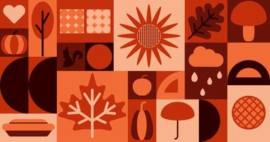 Colorful fall design elements collage vector