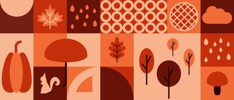 Autumn patterns with leaves and animals vector