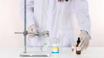 Chemical reaction demonstration in a laboratory setting video