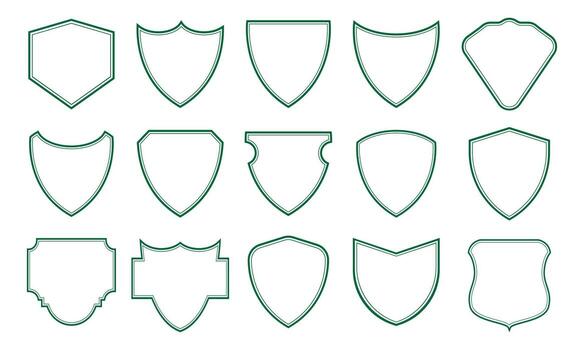 Shields icons set illustration isolated on white background for graphic and web design. vector