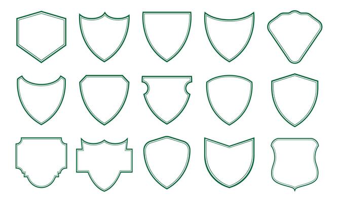 Shields icons set illustration isolated on white background for graphic and web design.