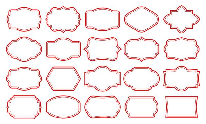 Set of vintage frames isolated on a white background illustration.