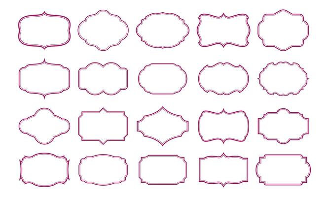 Set of vintage frames on white background illustration. EPS 10