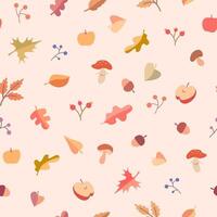 Pattern of autumn leaves and fruits vector