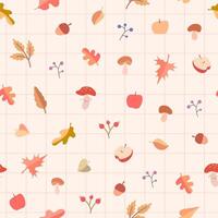 Autumn leaves and acorns pattern vector