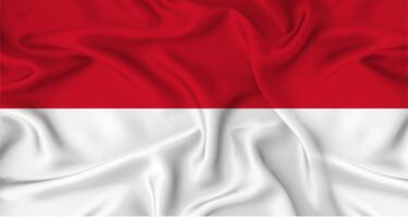 Realistic Monaco flag waving. Close up of flag of Monaco with cloth texture photo