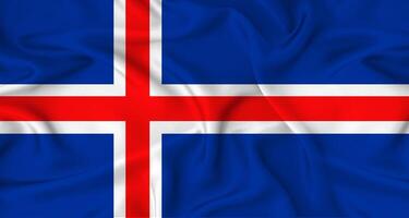 Realistic Iceland flag waving. Close up of flag of Iceland with cloth texture photo