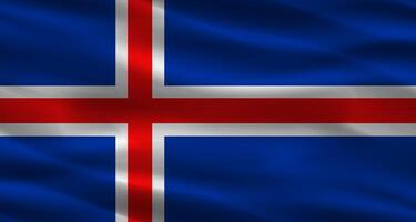 Iceland flag with fabric texture. Realistic flag of Iceland waving photo