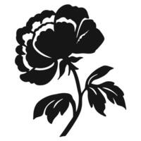 Black Silhouette of a Peony Flower on a White Background vector