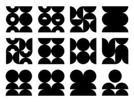 Geometric Monochrome Set of Circles, Semicircles vector
