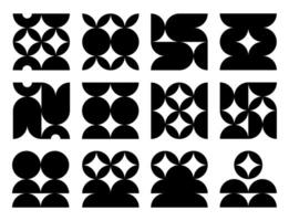 Geometric Monochrome Composition of Circles and Semicircles vector