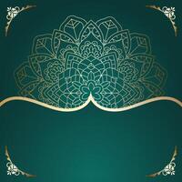 Elegant mandala design on green background vector