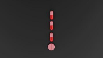 Health Warning, Exclamation Mark Made from Medication 3D render health technology innovation concept photo