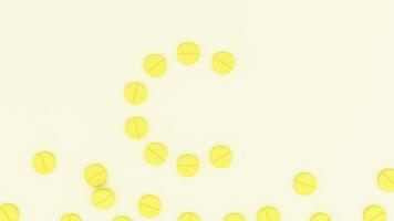 Vitamin C 3D render Supplement, Letter C Formed from Yellow Pills health technology innovation concept photo