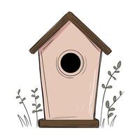 Sketch animal feeder in soft tones. Marker drawing with simple shape. Calm and cute design. vector