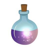 Magic potion bottle illustration. Fantasy liquid with glowing effect. Perfect for witchcraft and mystical designs. vector
