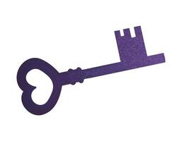 Enchanted violet key. Illustration with magical aura and mystery vibe. Ideal for spell and fantasy scenes. vector