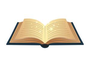 Open glowing magic book. Illustration with mystical light and enchanted details. Ideal for fantasy designs. vector