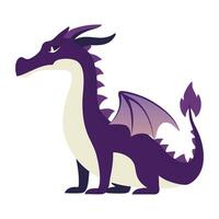 Purple fantasy dragon in flat style. Magical creature with wings. Perfect for mystic illustrations. vector