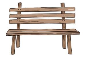 Hand drawn bench in pastel colors. Simple sketch style with marker texture. Relaxing outdoor illustration. vector