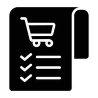 Simple Shopping List glyph icon. The icon can be used for websites, print templates, presentation templates, illustrations, etc vector
