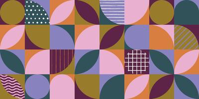 Geometric retro pattern with hand-drawn textures vector