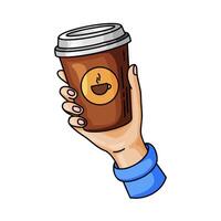 Hand Holding Coffee Cup To Go Illustration vector