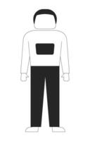 Standing faceless man in casual outfit 2D line character. Minimalist guy in basic pose. Adult male everyday look isolated ink outline person. Monochromatic spot illustration vector