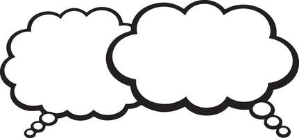 Two Black and White Traced Speech Bubbles with Thought Bubbles Side by Side Blank Template for Text or Dialogue vector