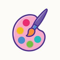 Kids Art Logo Colorful Palette and Paint Brush Icon for Creative Child Branding vector